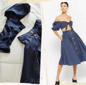 Puff Sleeve Crop Top & Skirt Set